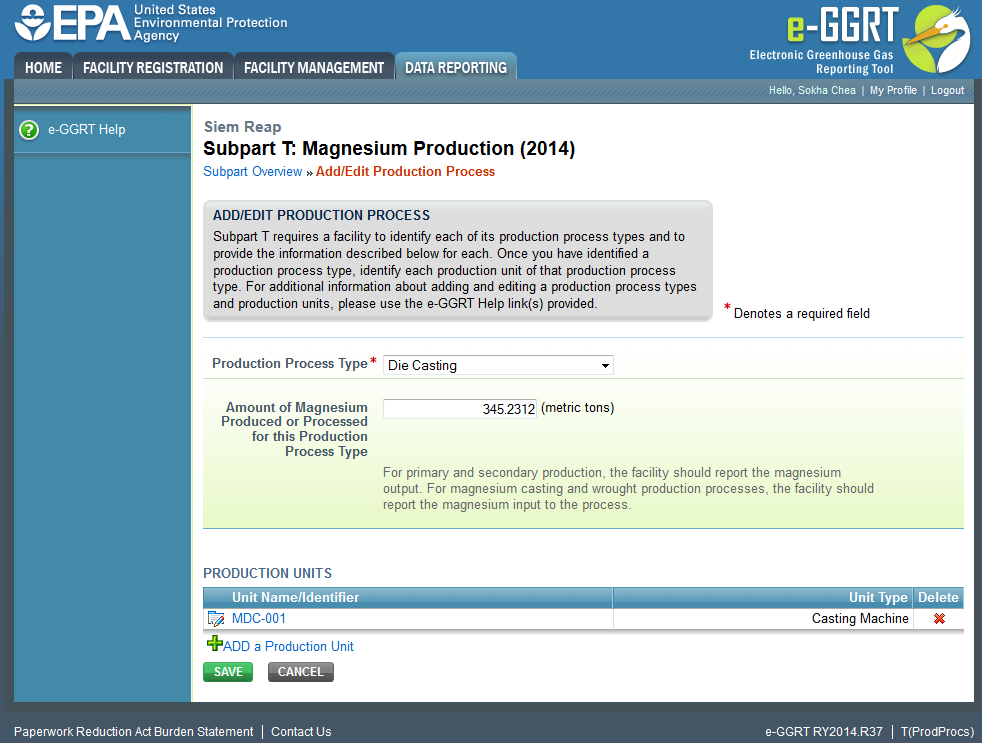 Subpart T: Identify Production Units