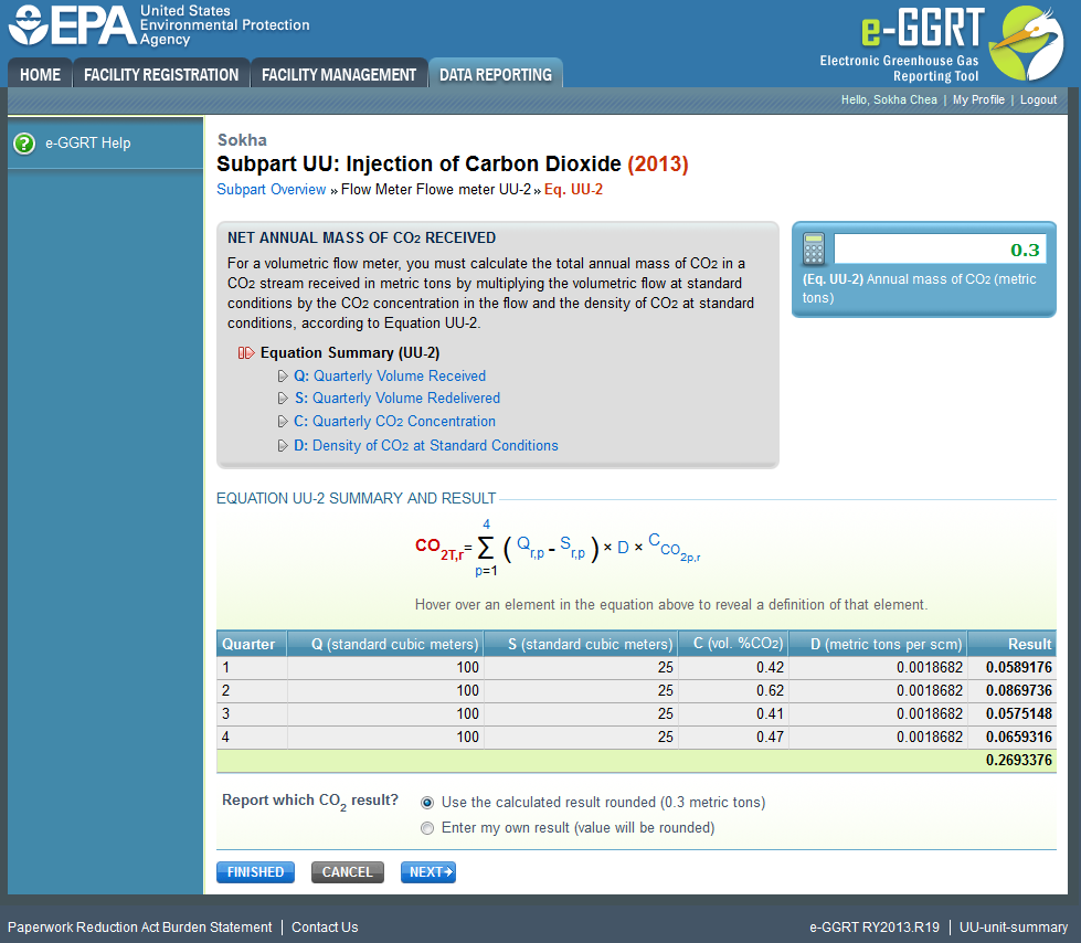 Subpart UU: Select the FINISHED button to return to the overview screen