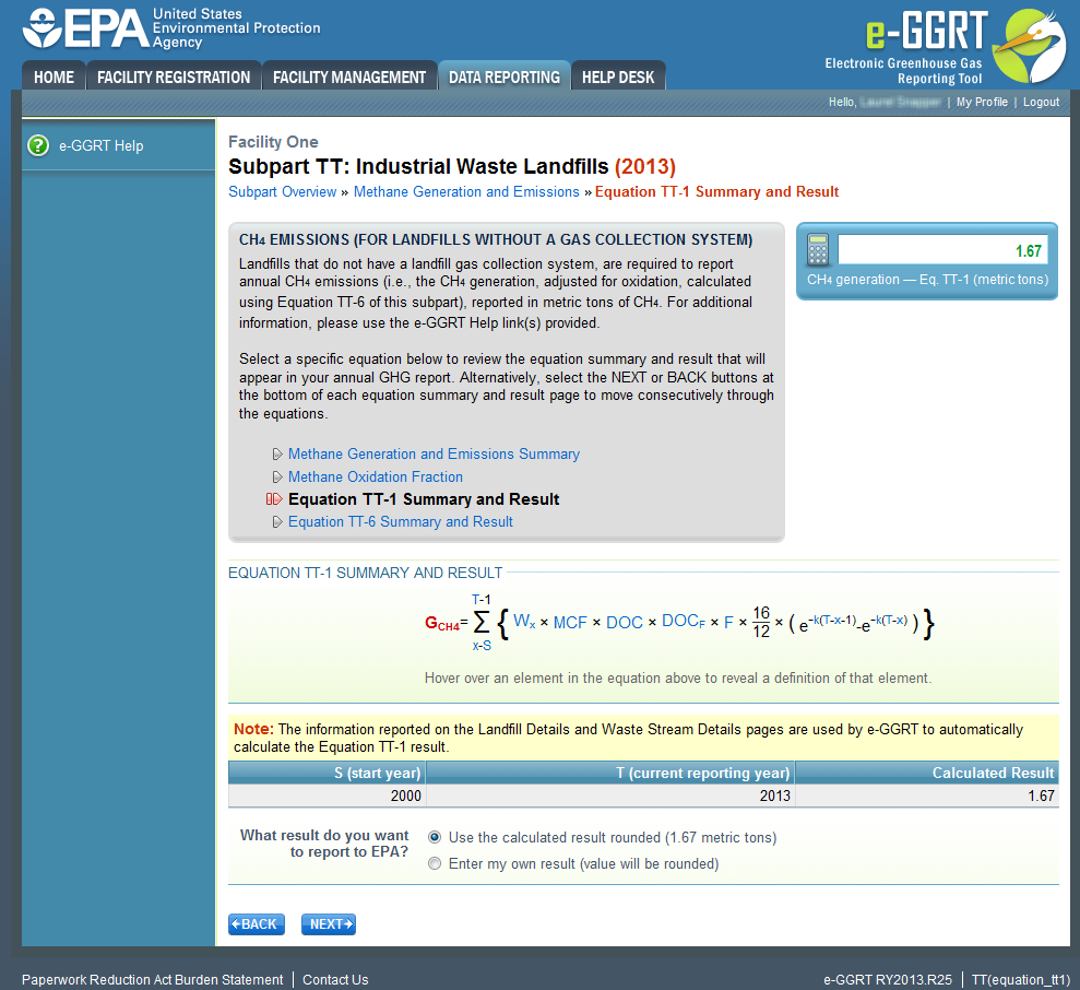 Choose a radio button at the bottom of the screen next to the "What result do you want to report to EPA?".