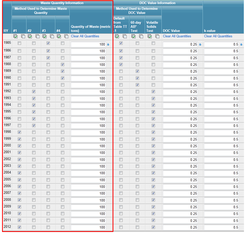 Subpart TT: Waste Quantity Information