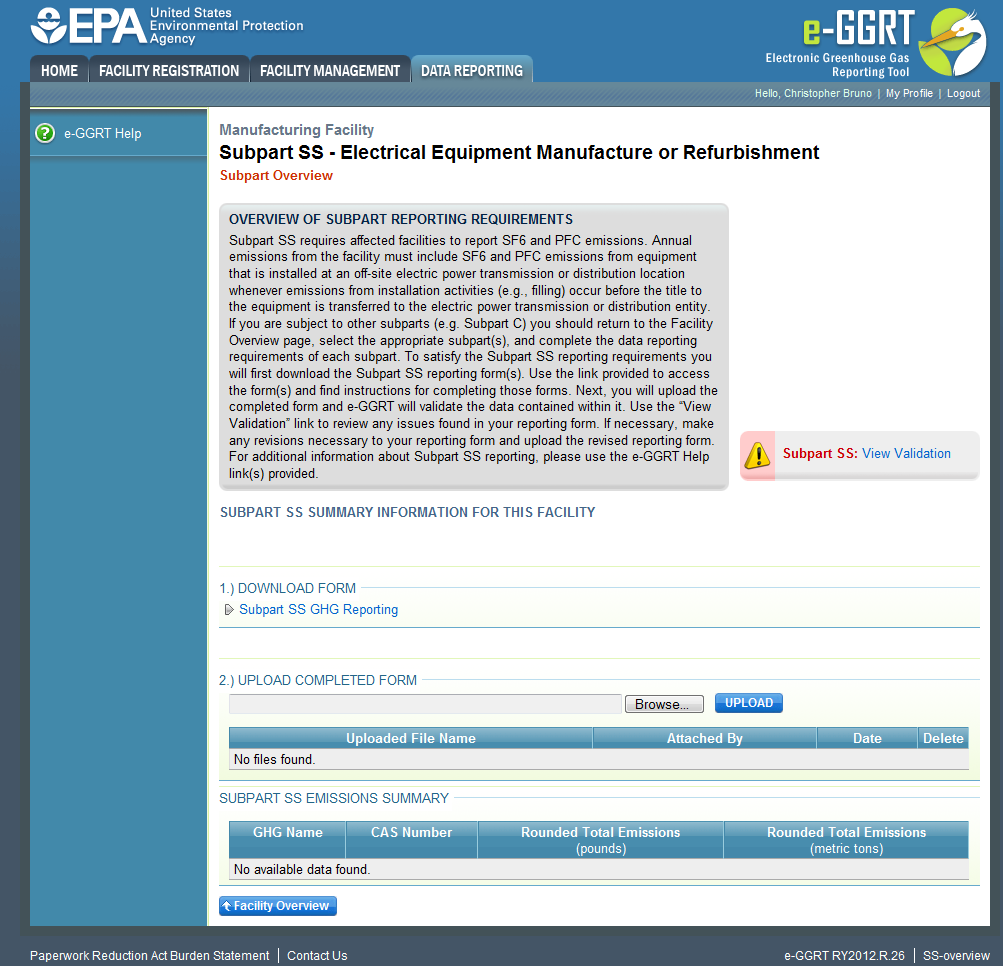 Image of the Subpart SS webpage.