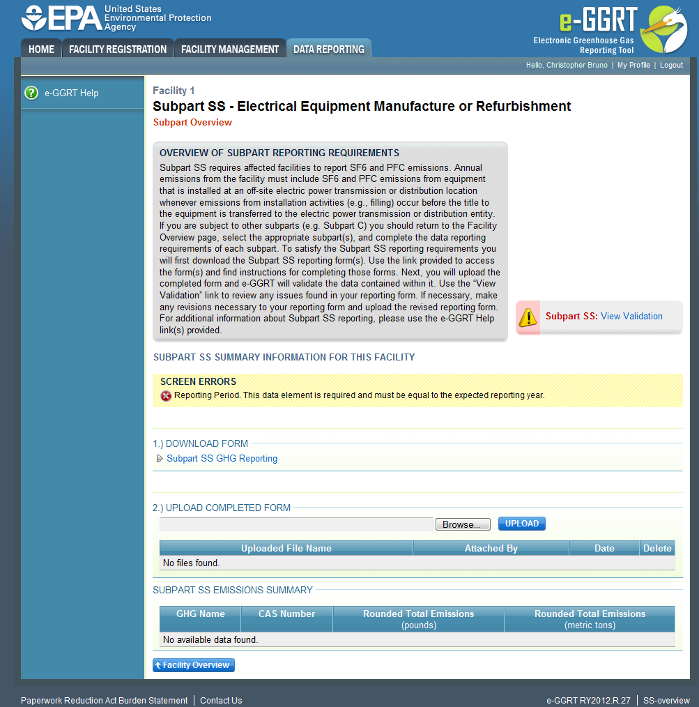 Image of the Subpart SS webpage.