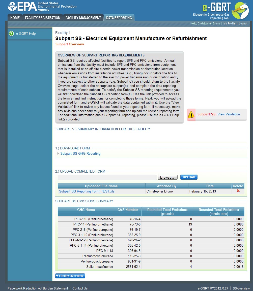 Image of the Subpart SS webpage.