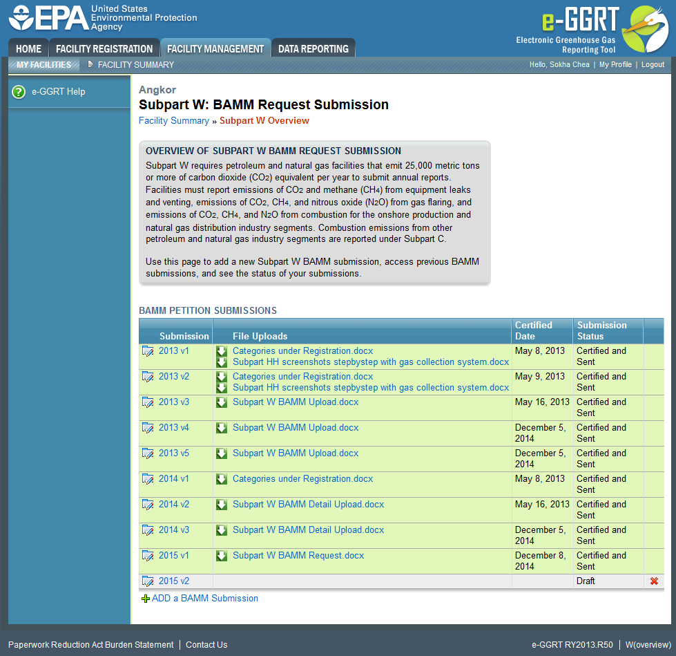 Image showing instructions on how to add BAMM submission