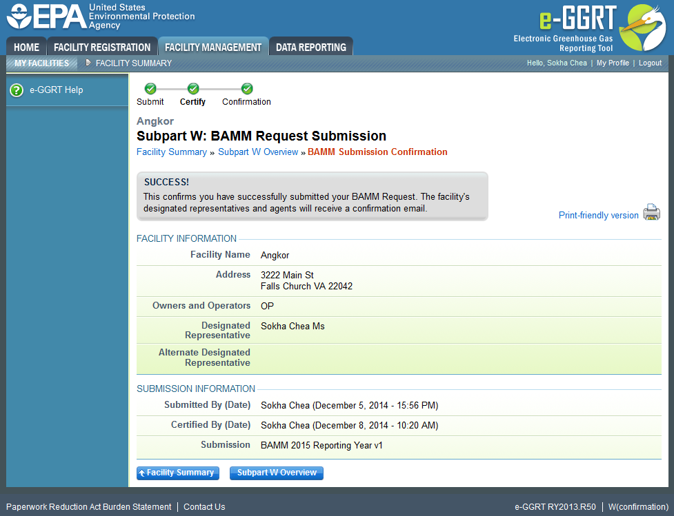 Image showing on what the page would look like after submission