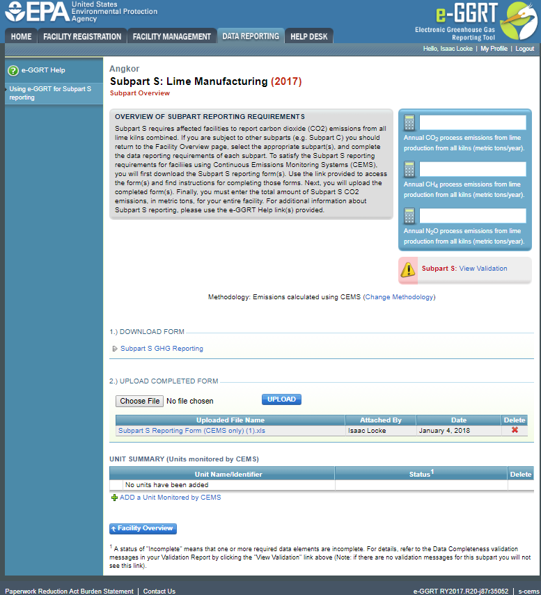 Image of Subpart S: Lime Manufacturing webpage.