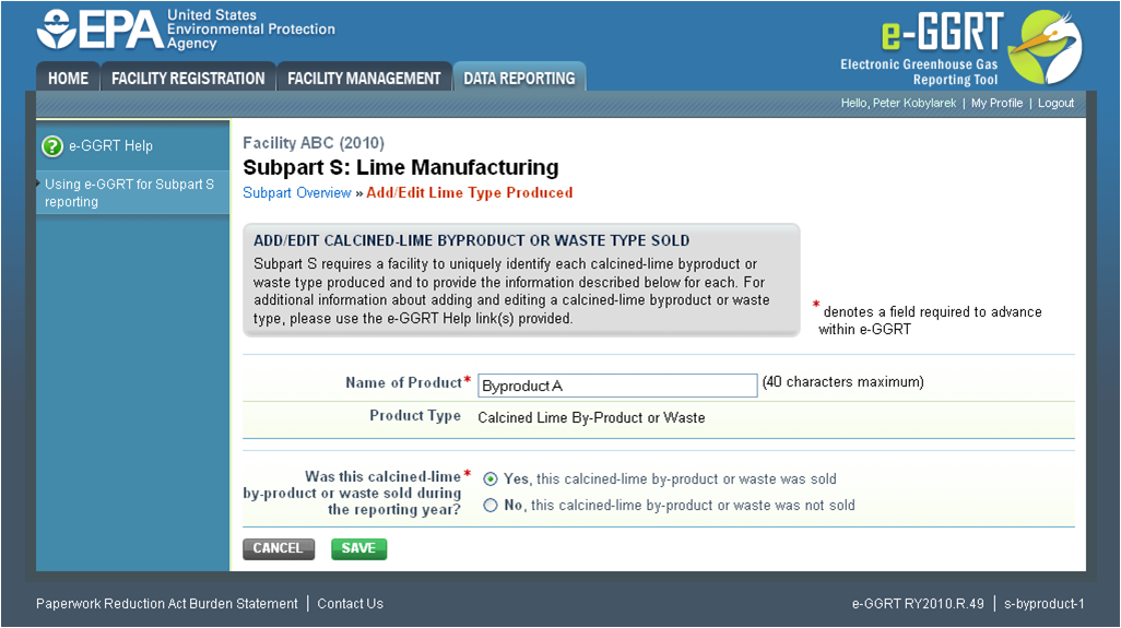 Image of Subpart S: Lime Manufacturing webpage.