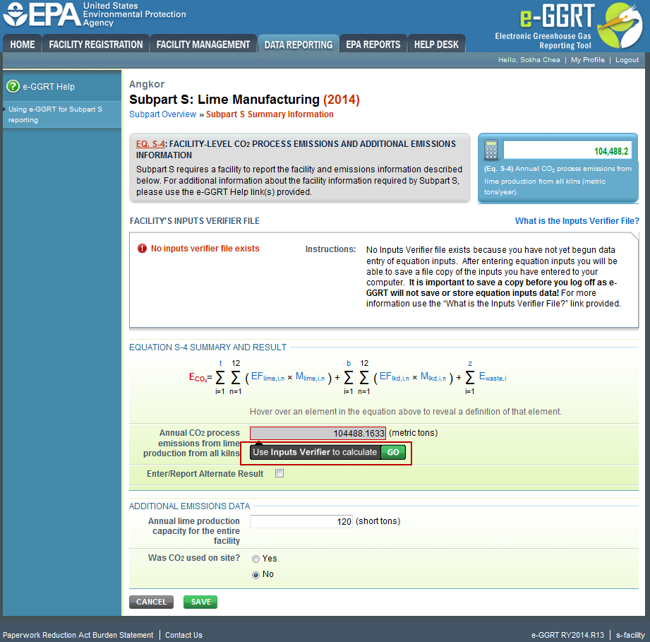 Image of Subpart S: Lime Manufacturing webpage.