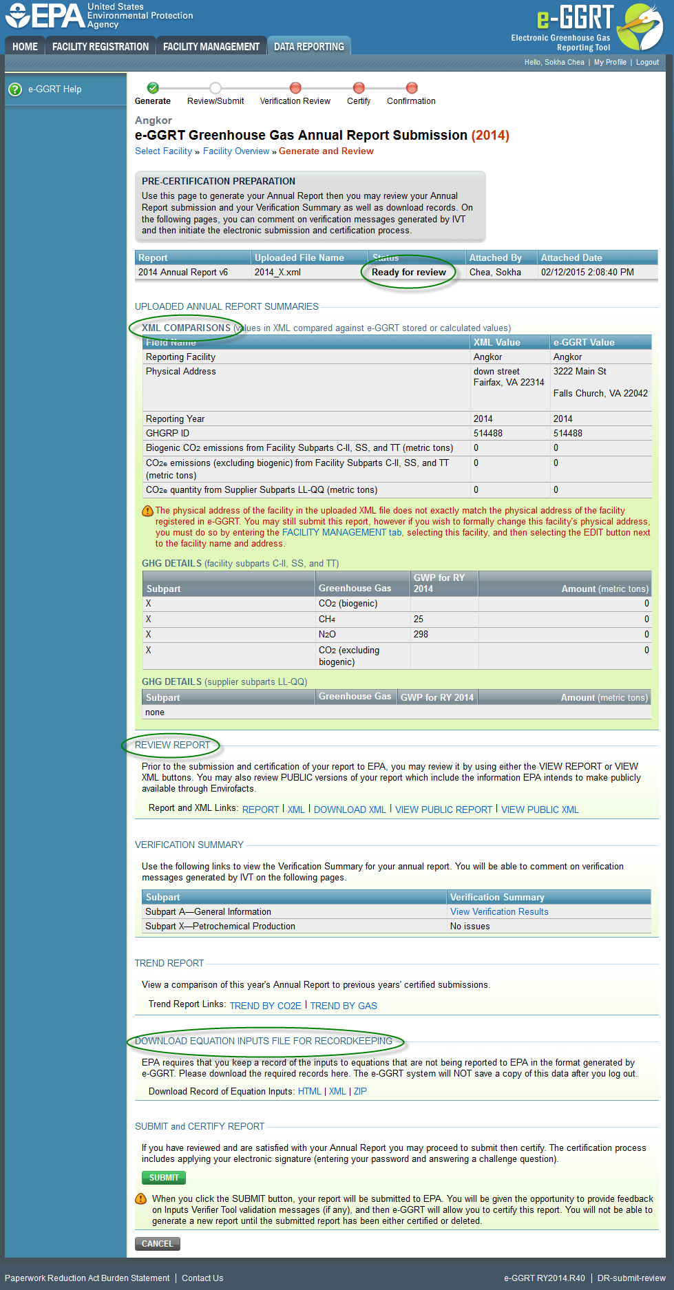 Step 8: Page reloads and file displays "Ready for Review"