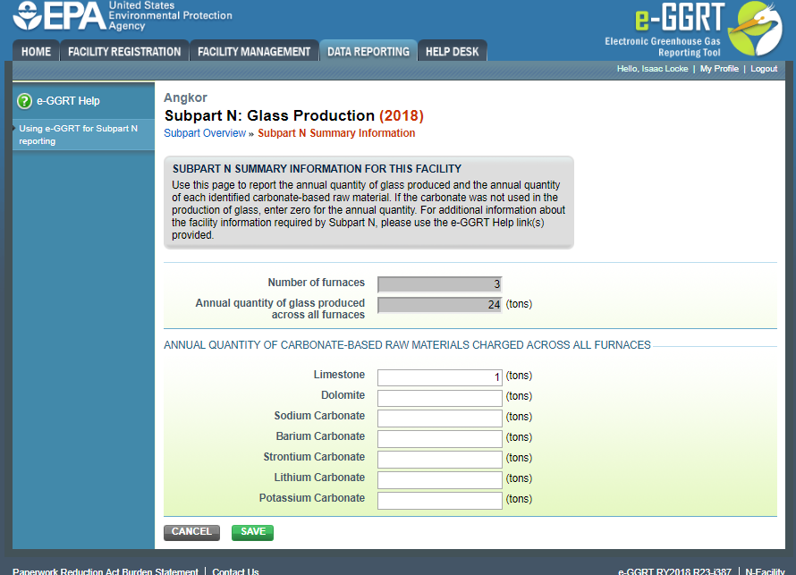 Image of Subpart N: Glass Production webpage.