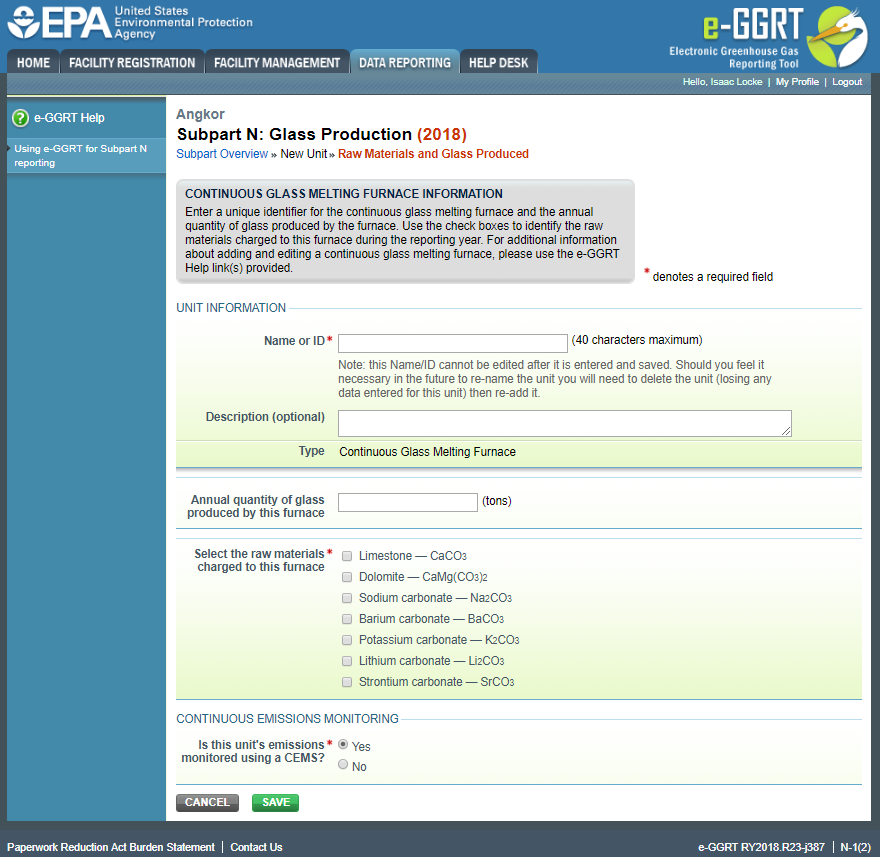 Image of Subpart N: Glass Production webpage.