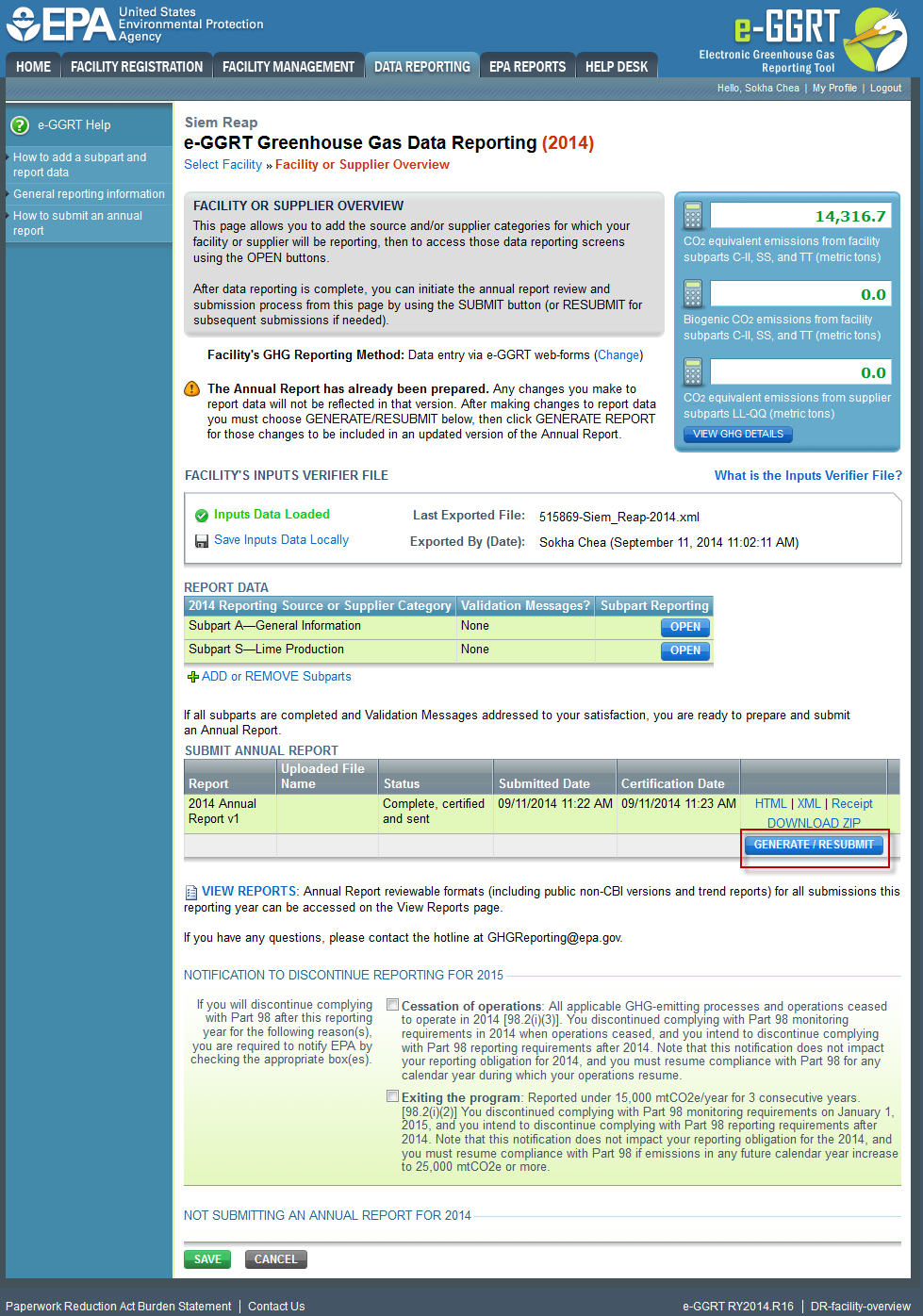 Step 1. Generate your annual GHG report