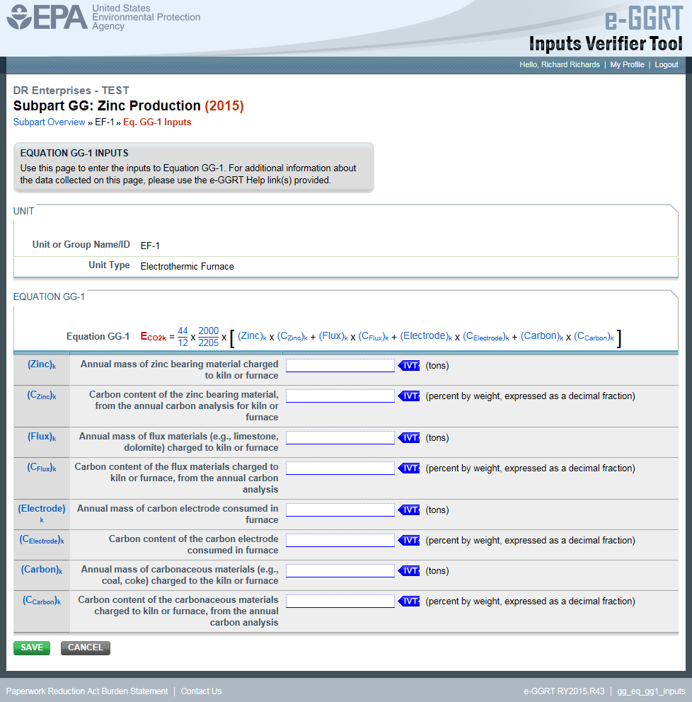 Subpart GG: IVT Inputs