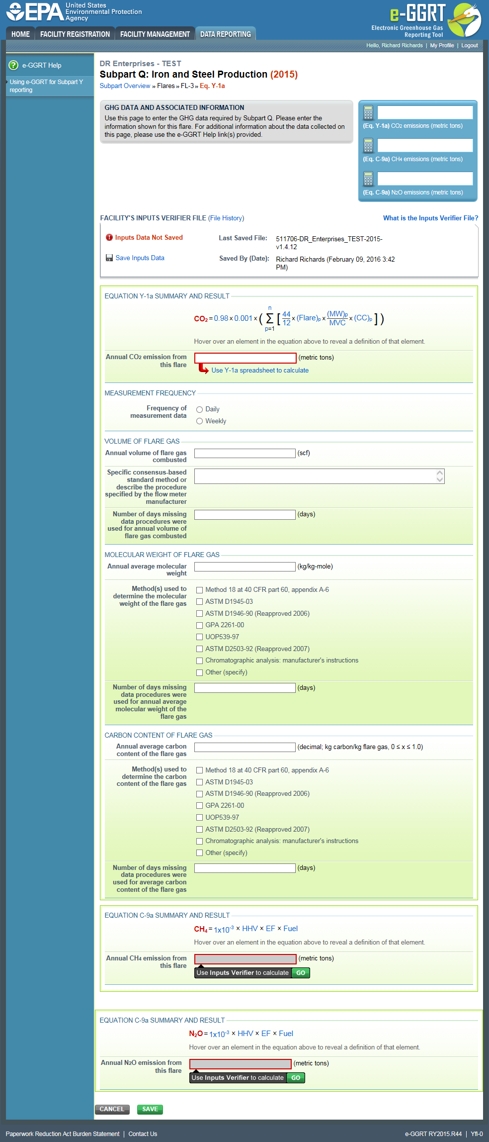 Image of Entering Supplemental Emissions Information