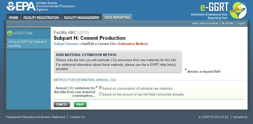 Subpart H: Step 3 - Indicate Estimating Method