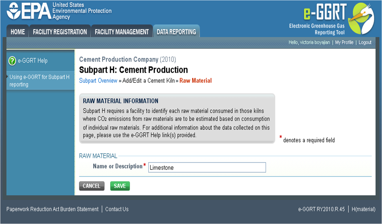 Subpart H: Step 4 - Click the SAVE button