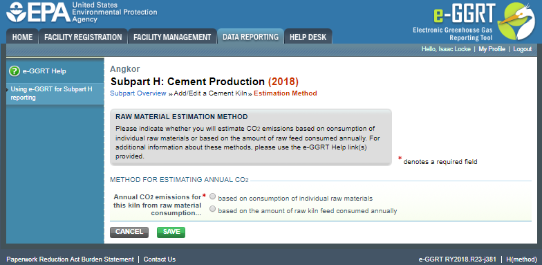 Subpart H: Step 2 - Indicate CEMS Utilization