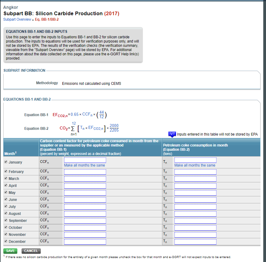 Subpart BB: IVT Inputs