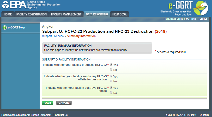 Image of Subpart O: HCFC-22 Production and HFC-23 Destruction webpage.