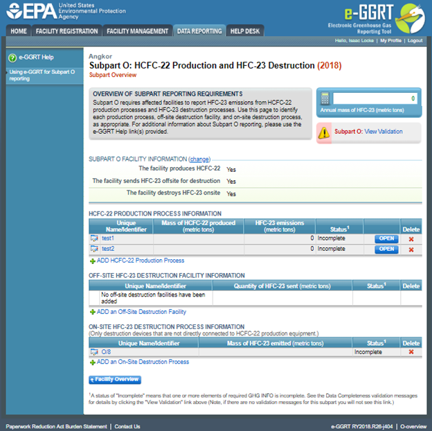 Image of Subpart O: HCFC-22 Production and HFC-23 Destruction webpage.