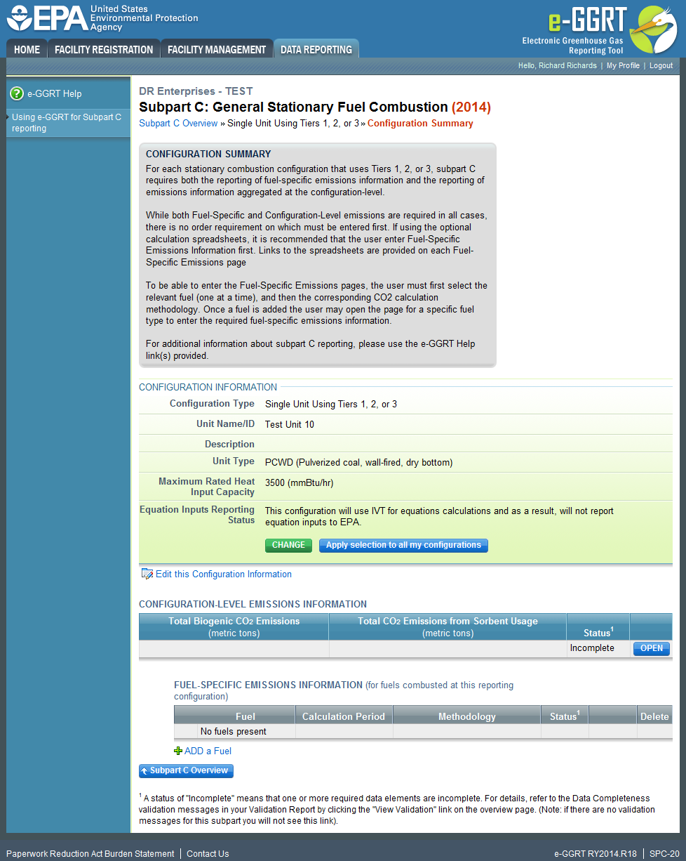 Subpart C Edit this Configuration Information