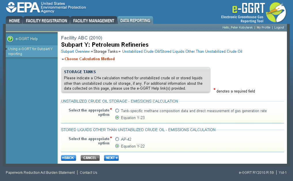 Subpart Y: Step 2 - Select Estimation Methods