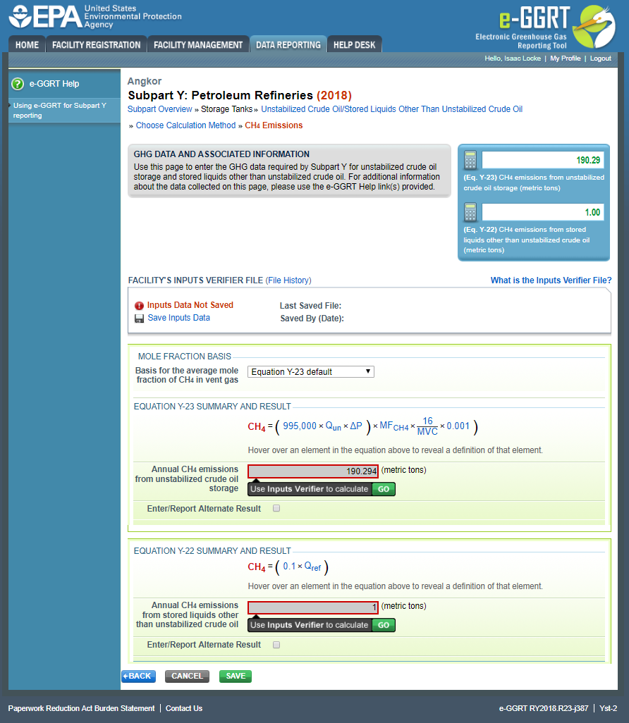 Subpart Y: Step 4 - Save Your Data