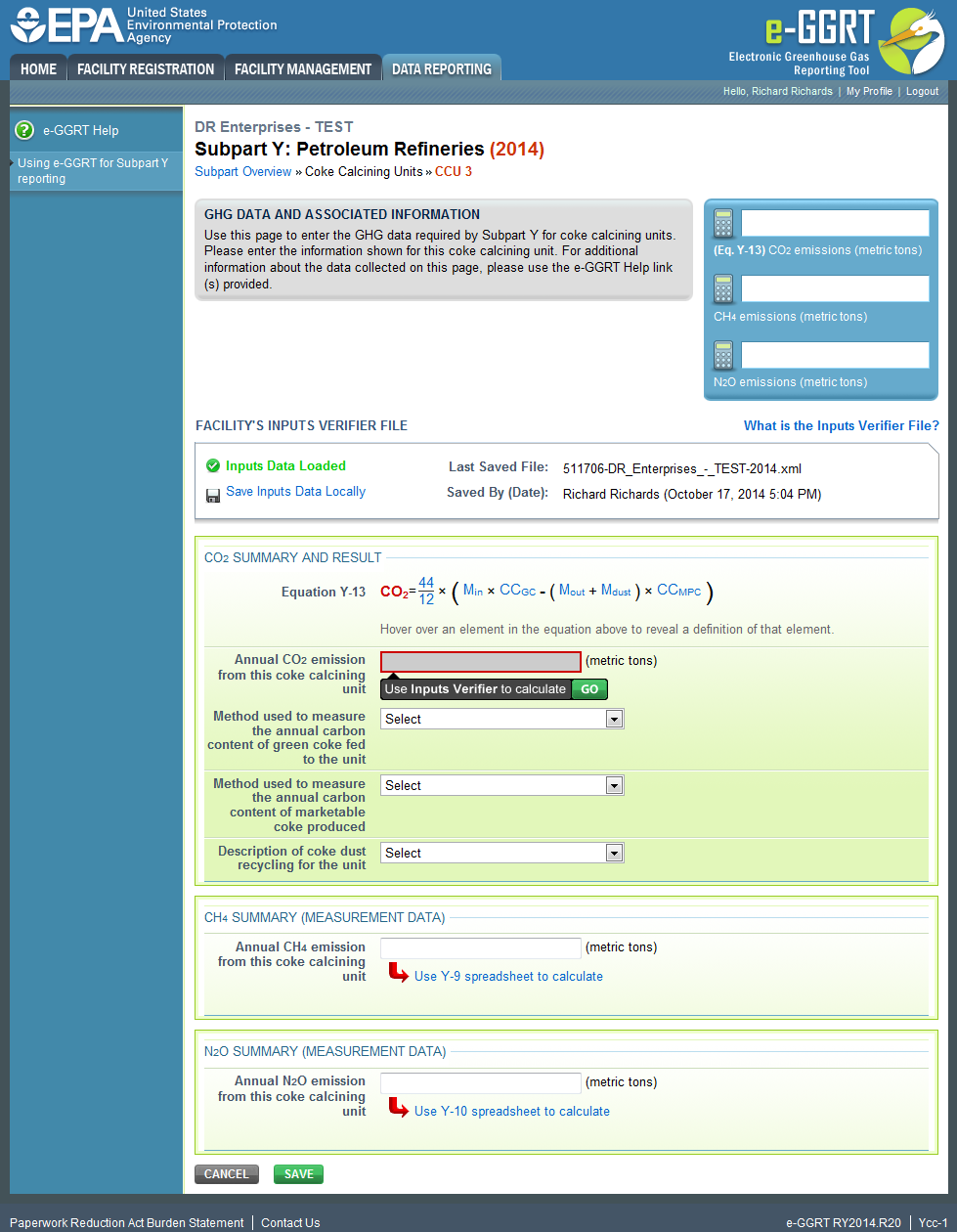 Subpart Y: Step 2b - Equation Y-13 Summary and Result