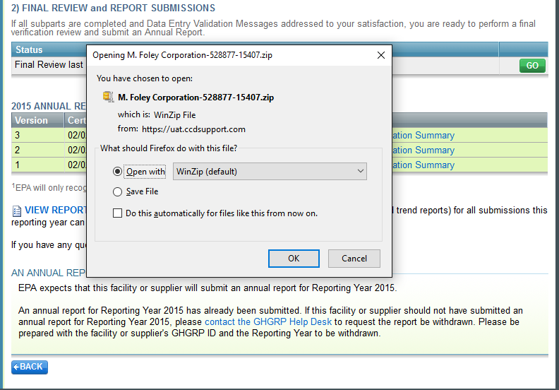 How to View, Download, or Resubmit a Previous Submission | GHG HelpDesk