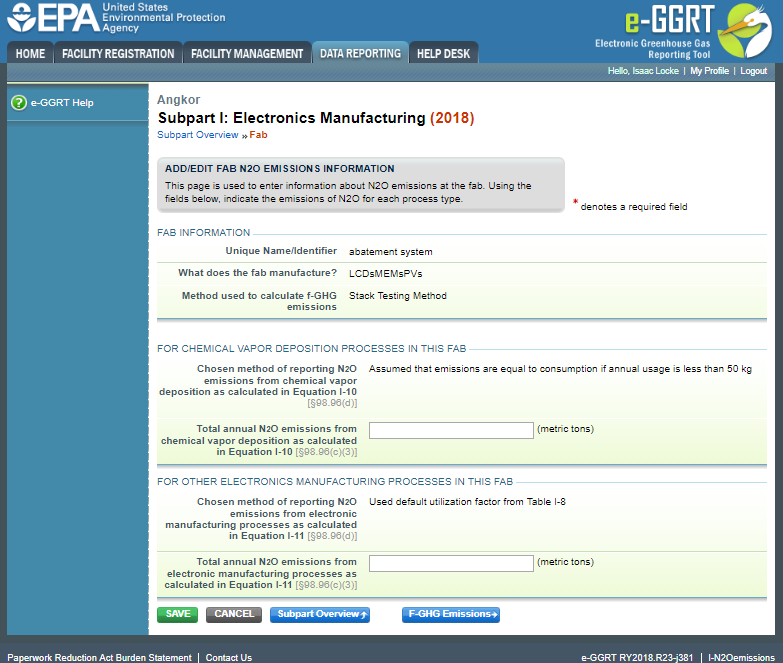 Image of the electronics manufacturing page that has FAB information and Checmical Vapor Deposition Processes.