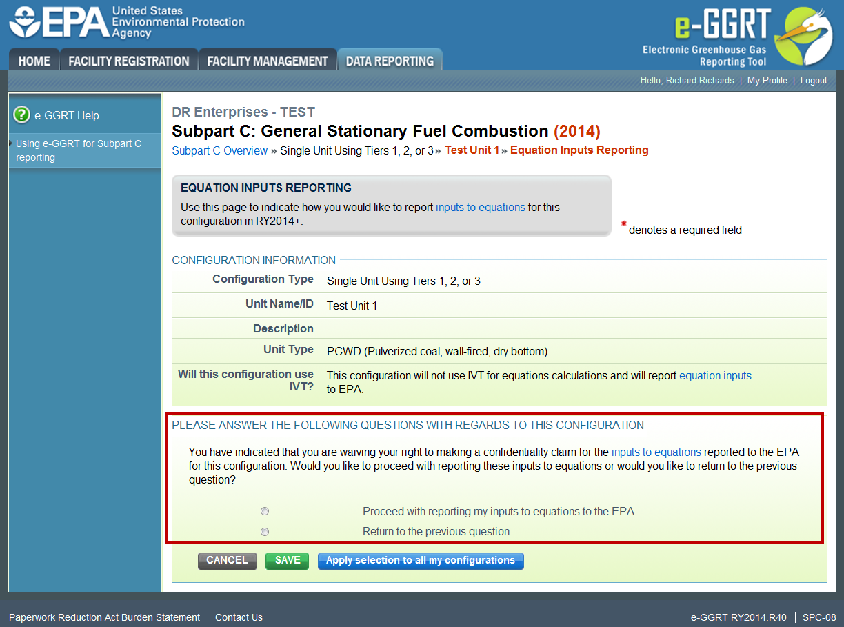 Confirm to waive its right to make a confidentiality claim for the equation inputs