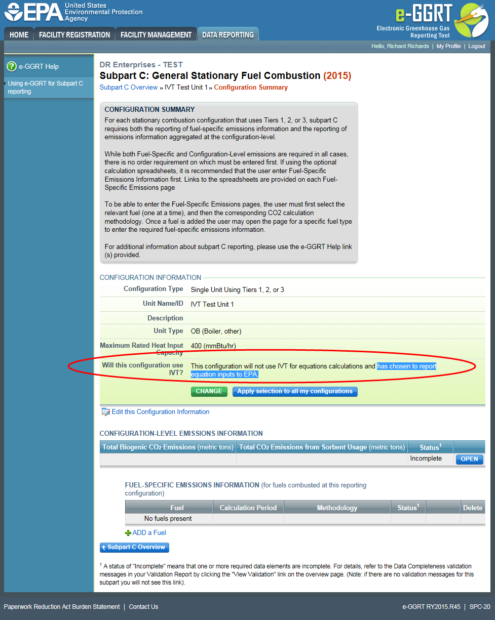 Click the "Apply selection to all my configurations" button to apply IVT to all configurations