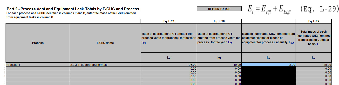 Image showing Subpart L reporting form. Equation L-29
