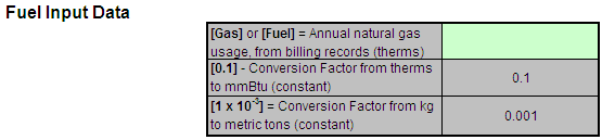 C-1a, C-8a Fuel Input Data Spreadsheet Data Entry into the Green Cells