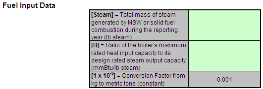 C-2c, C-9b Fuel Input Spreadsheet Data Entry into the Green Cells