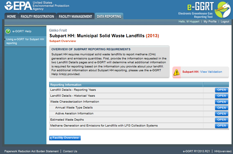 Subpart HH: Overview with Reporting Information