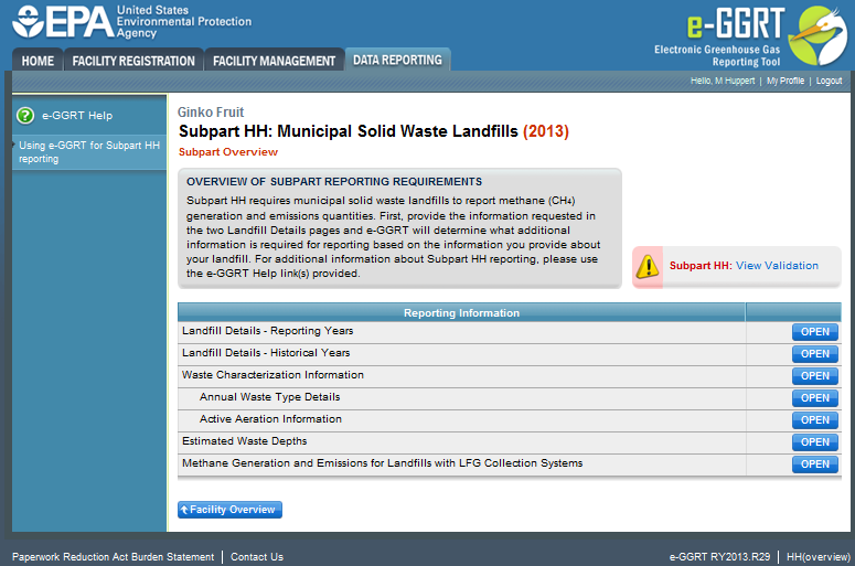 Subpart HH: Reporting Information