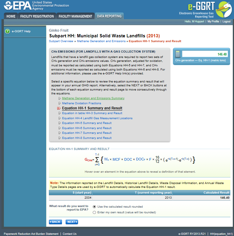 Image of the Equation HH-1 Summary and Result
