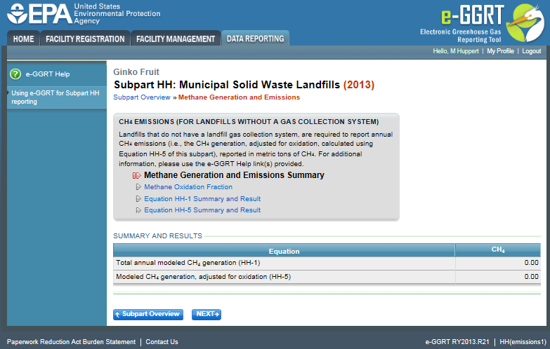 Image of Subpart Overview page OPEN button 