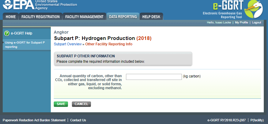 Image of Subpart Other Information screen
