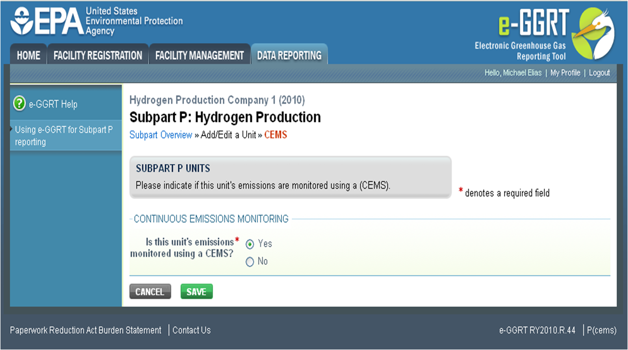 Image showing Indicating CEMS utilization for a unit