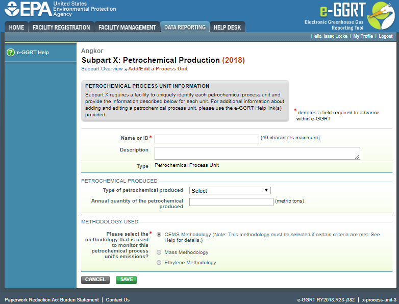Subpart X: CEMS Methodology Screen
