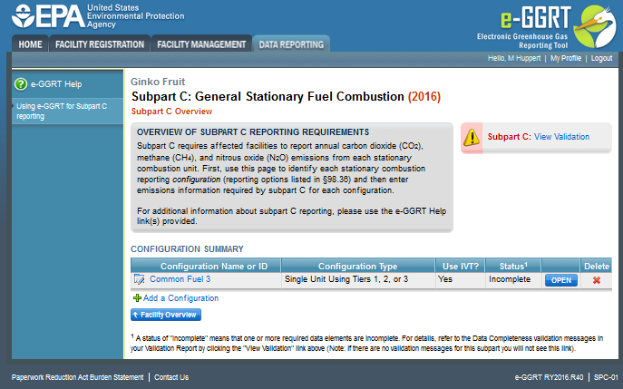 Example Page with 'View Validation Message'
