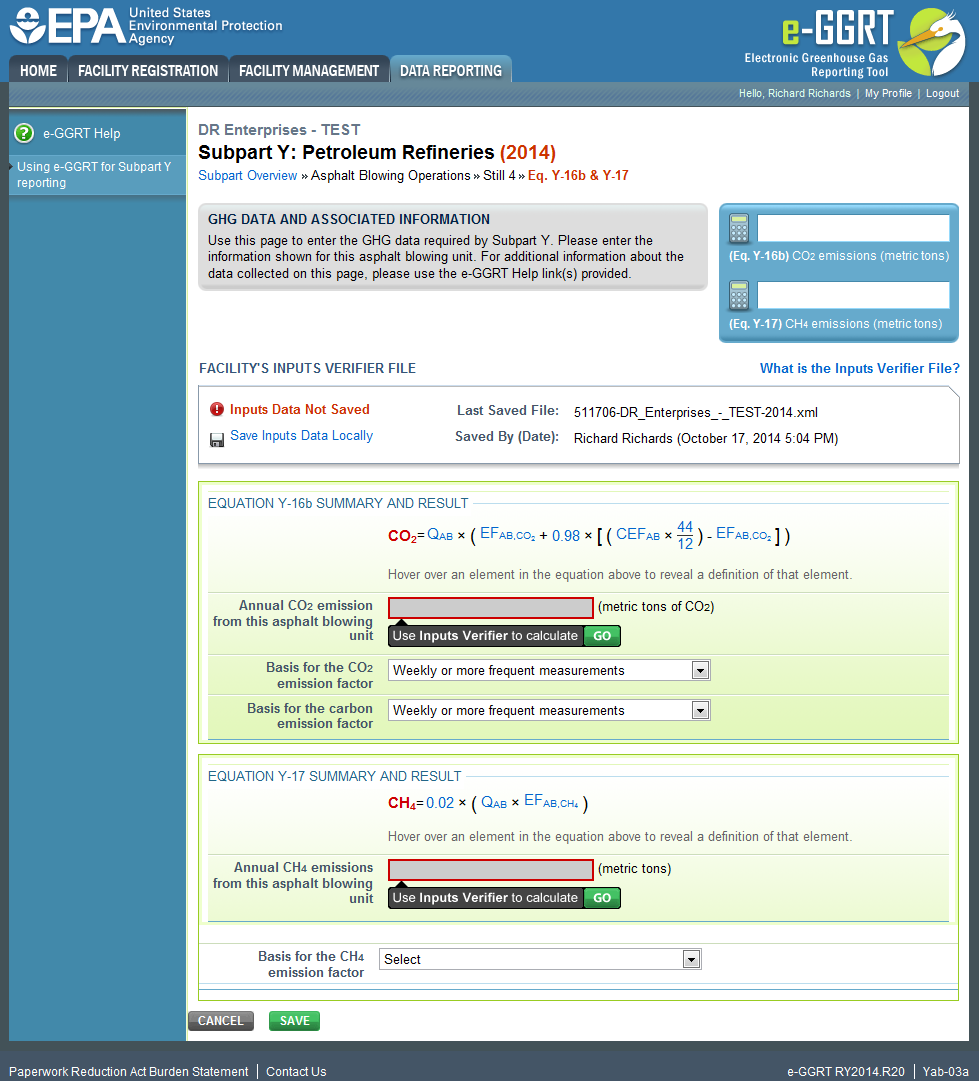 Subpart Y: Step 1c - Equation Y-16b/Y-17 Summary and Result