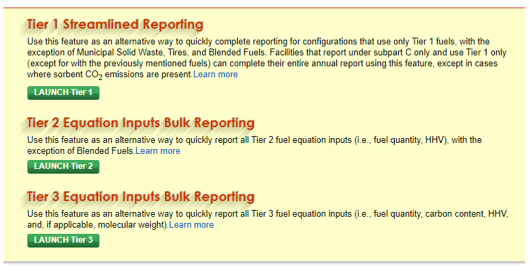 How each tier processes data: Tier 1 is streamlined reporting, and Tiers 2 and 3 are inputs bulk reporting
