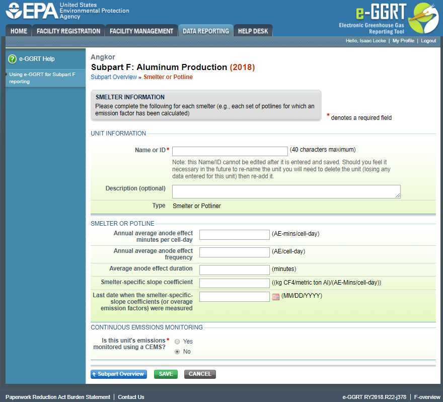Subpart F: When finished, click the SAVE button