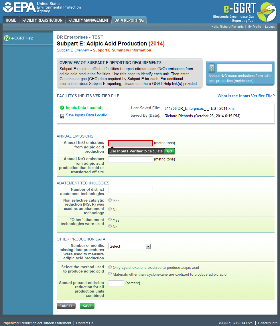 Subpart E: Summary Information