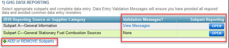 GHG DATA REPORTING Section