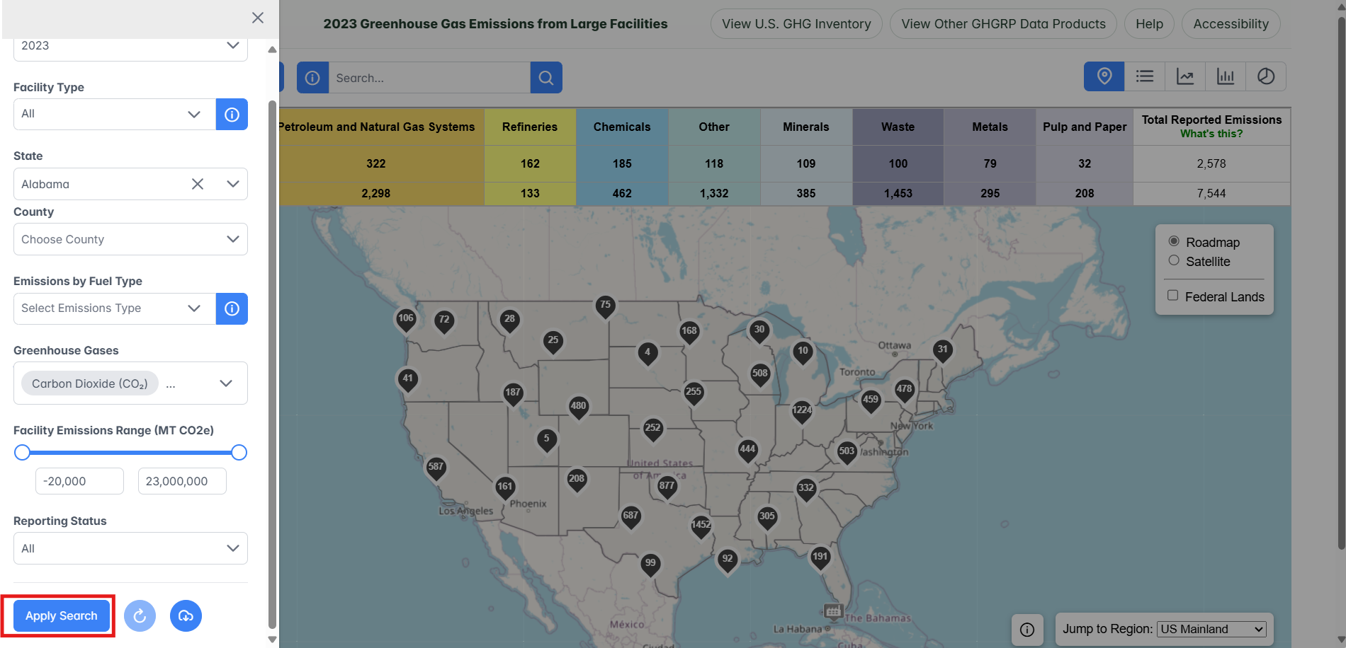 Map View Apply Search Button