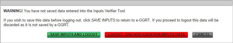 Input Verifier Tool Equation S-1 Inputs Discard Warning